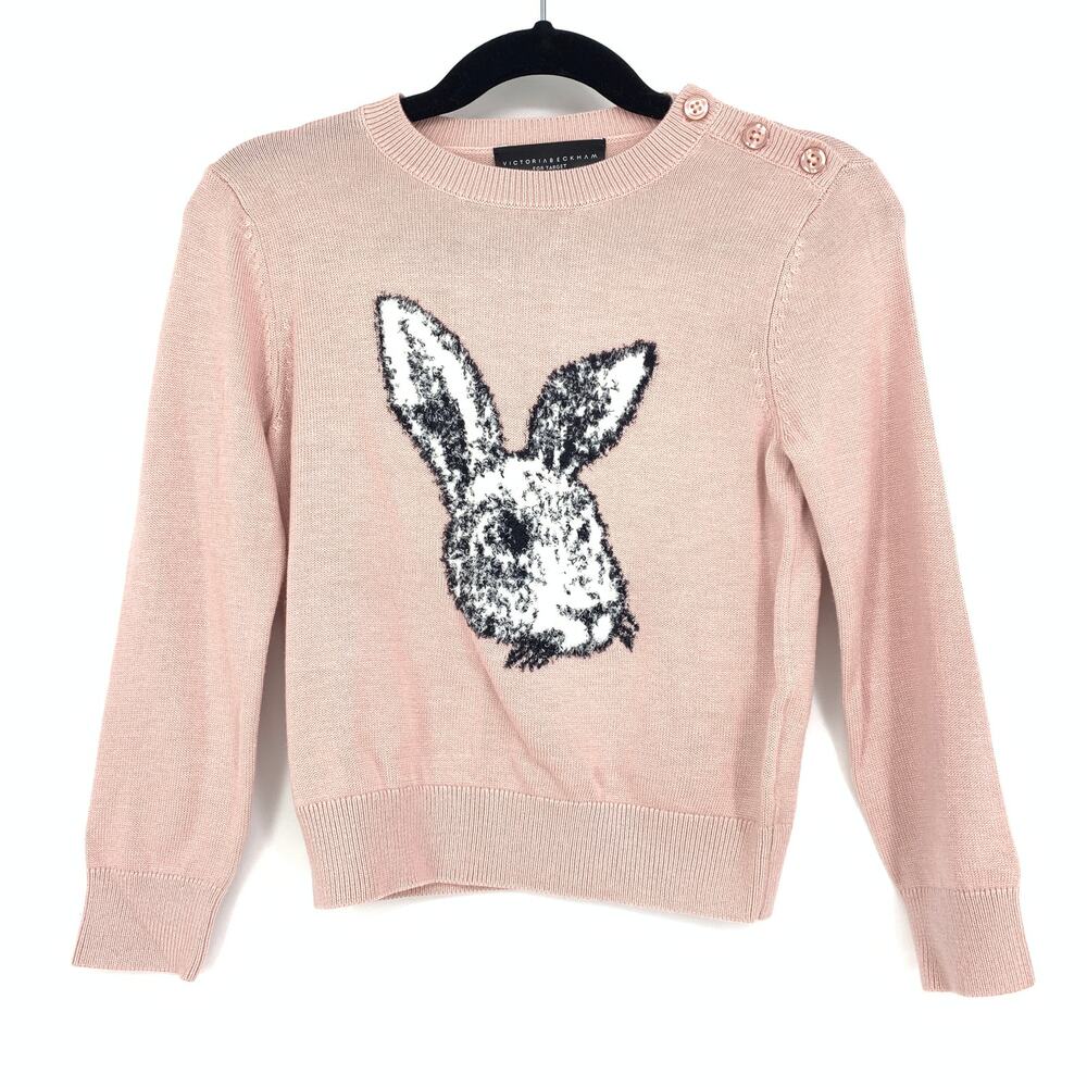 Victoria Beckham For Target Girls Size XS Rabbit Graphic Sweater Pink